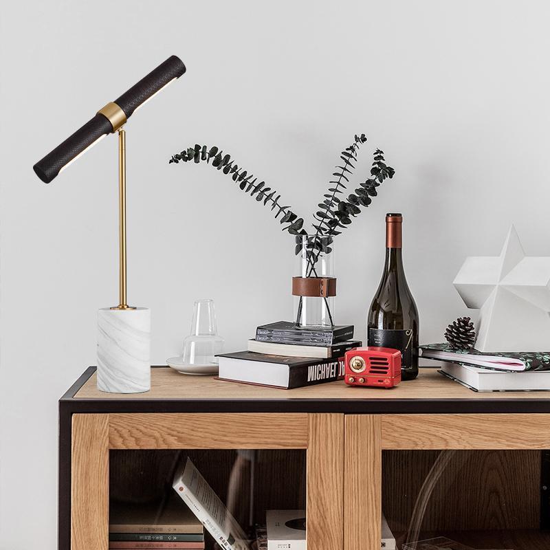 Lighting Design Decor - Dekorative Tischlampe, Designer-Licht Luxuriöse Leder-Marmor Schreibtischlampe