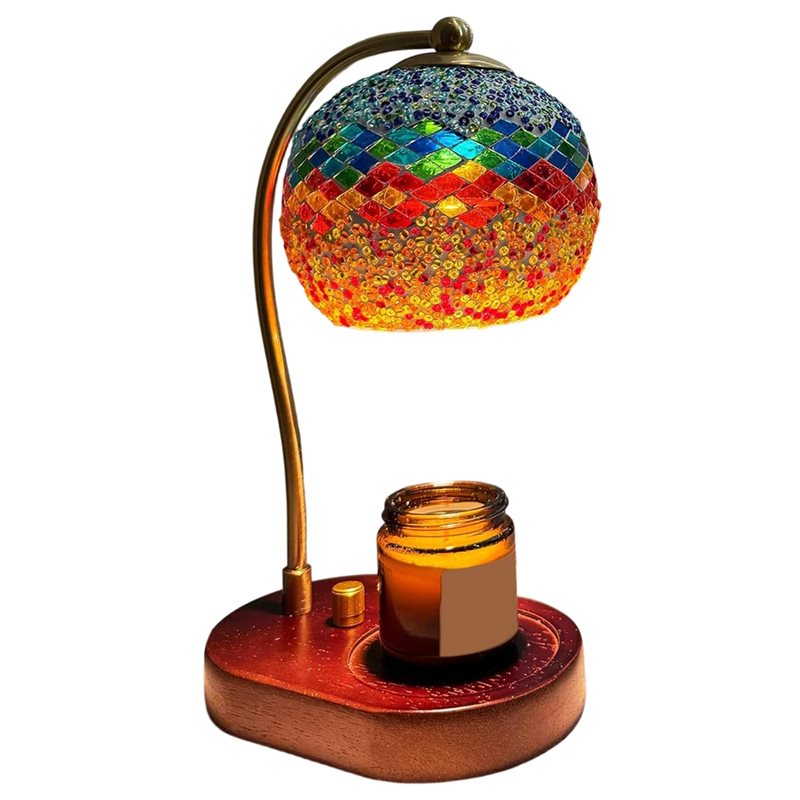 Wax Melter Electric - A93Z Buntglas-Elektrokerzenwärmer-Lampe – Mosaik-Design mit Dimmerfunktion,