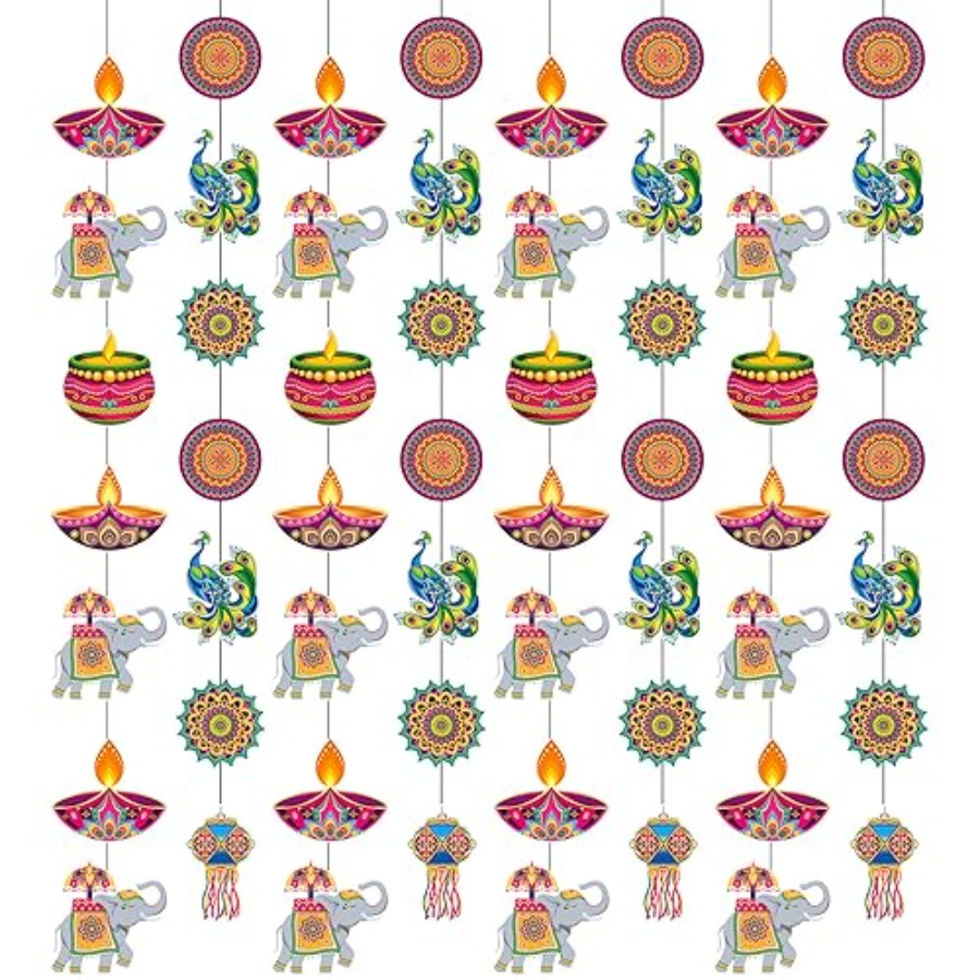 Lighting Decoration For Diwali - 8-teiliges Set Happy Diwali Hängedekoration Indisches