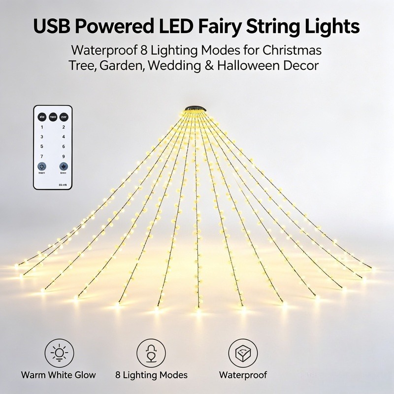 Wedding Lighting And Decor - USB LED Lichterkette, Wasserdichte Weihnachtsbaumbeleuchtung mit