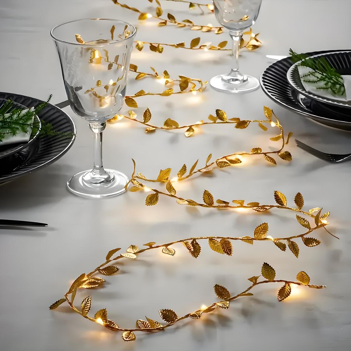 Lighting Decoration For Diwali - LED-Lichterkette mit romantischen goldenen Blättern –