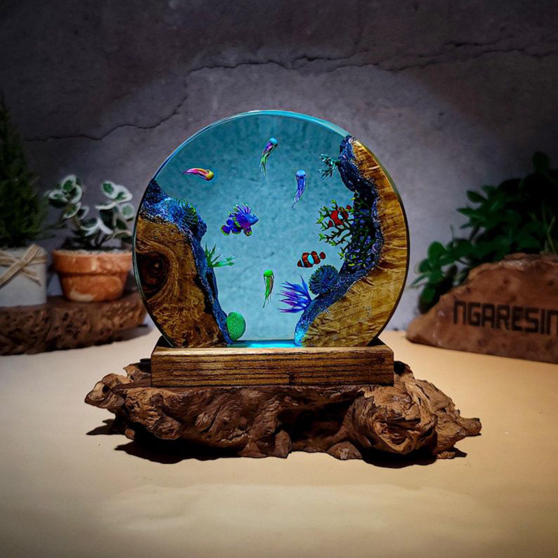 Wedding Lighting And Decor - Ozean-Aquarium Organismen Harz-Tischlampe Kreative Kunstdekoration Tropische