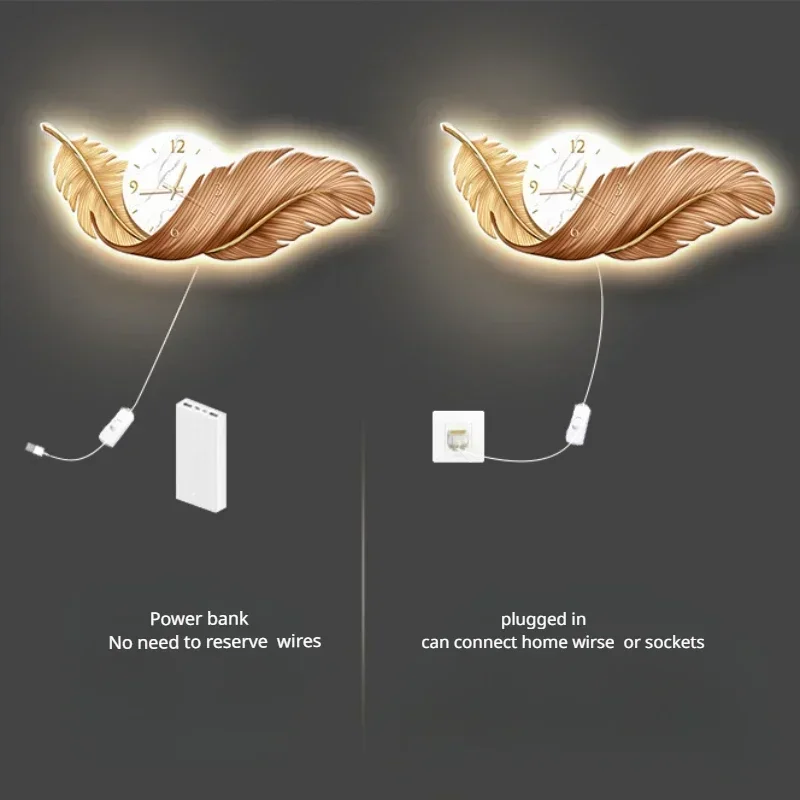 Lighting Home Decor Wall Clocks - Kunst-Uhren LED-Wanduhr Luxuriöse Große Wohnzimmer-Dekoration Gemälde-Wanduhr