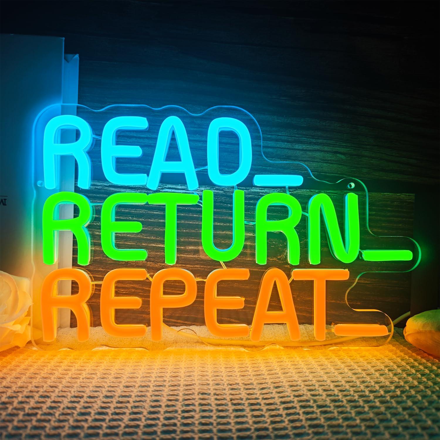 Decor Lighting Returns - Lesen, zurückgeben, wiederholen: Neonschild, USB-dimmbare LED-Leuchten