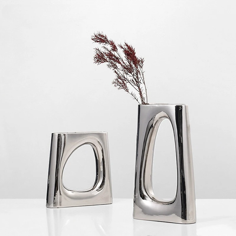 Decor Lighting Returns - Leichte Luxus-Keramikvase mit Galvanisierung für Zuhause,
