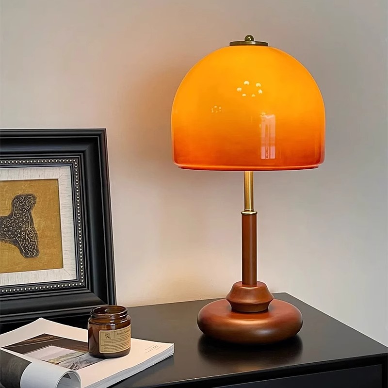 Lighting Home Decor Ideas - Vintage Luxus Walnussfarbenes Glas Dekorative Schreibtischlampe