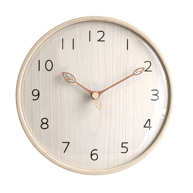 Lighting Home Decor Wall Clocks - Nordic Stil Licht Holz Wanduhr Wohnzimmer