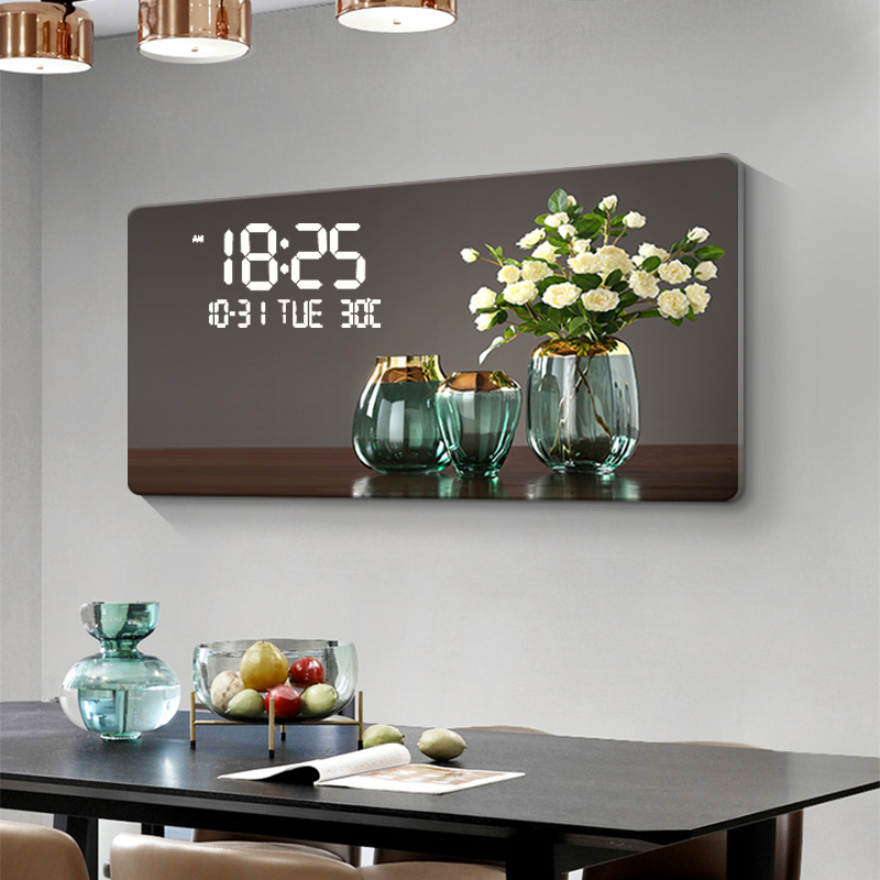 Große Blumenmuster digitale Wa – Lighting Home Decor Wall Clocks Bewertung und Preis