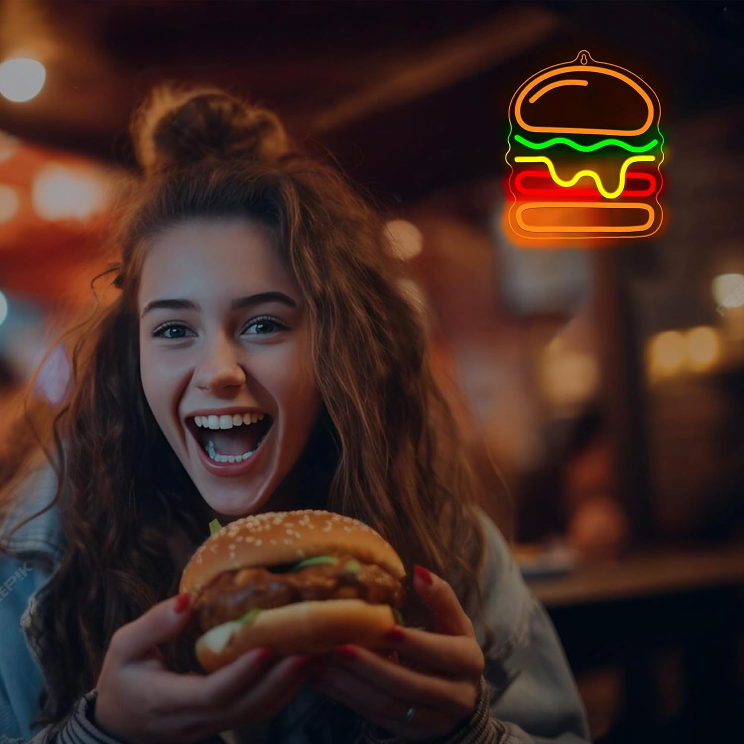 Burger-Neonschild mit mehrlagi – Lighting Home Decor Ideas Bewertung und Preis