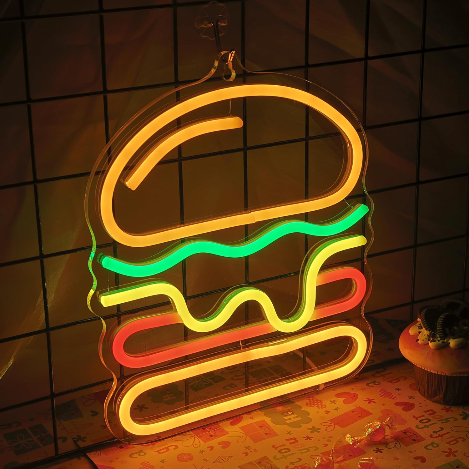 Burger-Neonschild mit mehrlagi – Lighting Home Decor Ideas Bewertung und Preis