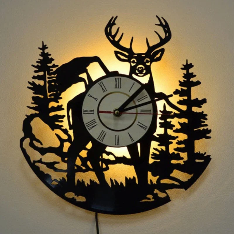 Wald Hirsch Schallplatte Wandu – Lighting Home Decor Wall Clocks Bewertung und Preis